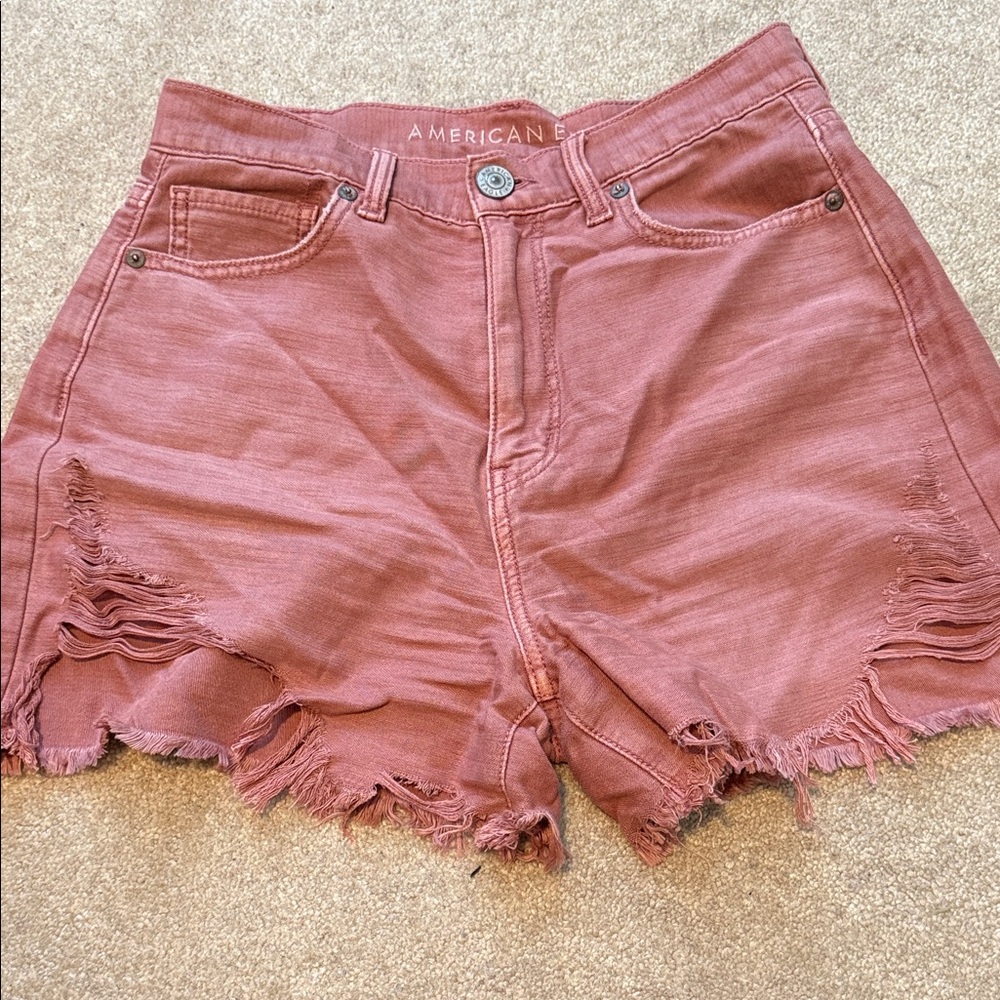 American Eagle Outfitters Women's Distressed Pink Jean Shorts size 4